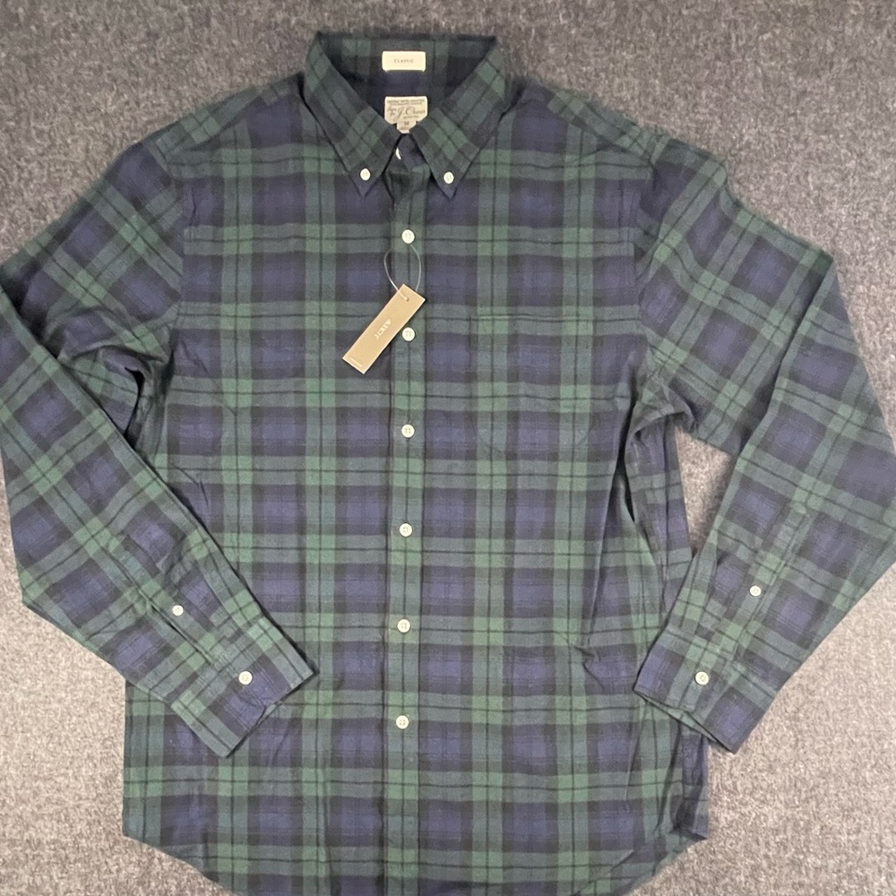 J.Crew Green and Blue Plaid Dress Shirt